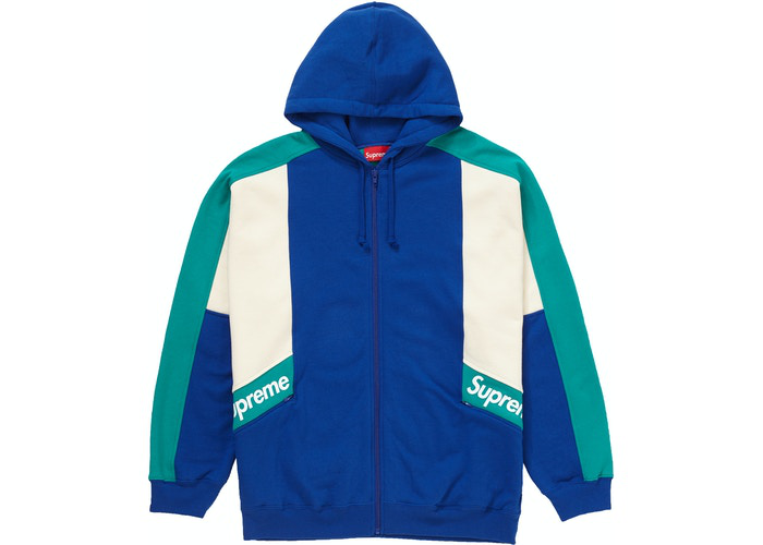Supreme Color Blocked Zip Up Hooded Sweatshirt Royal Size M