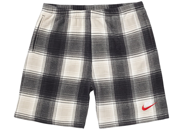Supreme Nike Plaid Sweatshort Black Size M
