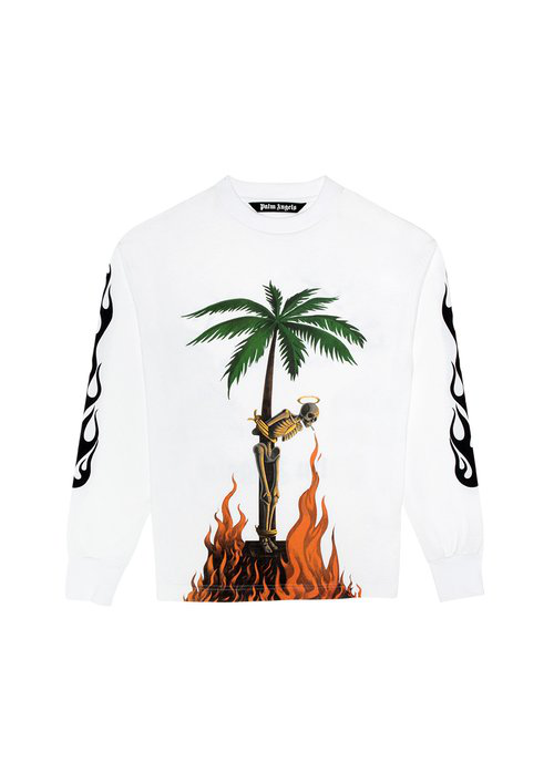 PALM ANGELS Burning Skeleton L/S T-shirt Size S
